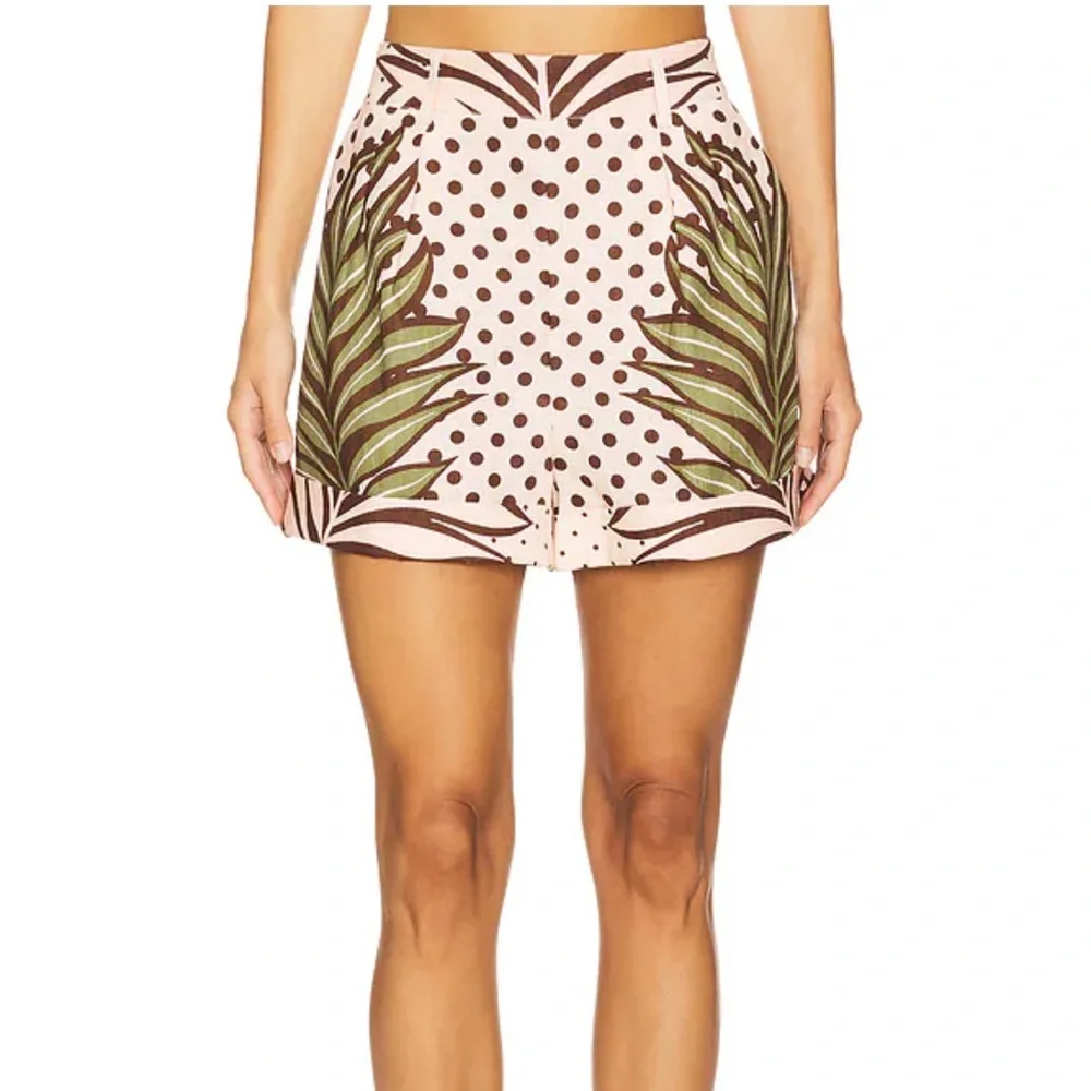 Retrofete Leaf Print Women Shorts - Green and Brown - Picture 4 of 6